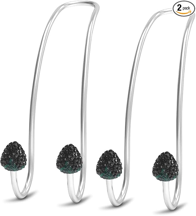 【2026 Upgraded】 Car Headrest Hooks Decorations, 2 Pcs Bling Strawberry Shape Purse Hook Hangers, Auto Hooks Car Hangers and Durable Backseat Holder, Storage Universal for SUV Truck Vehicle (Black)