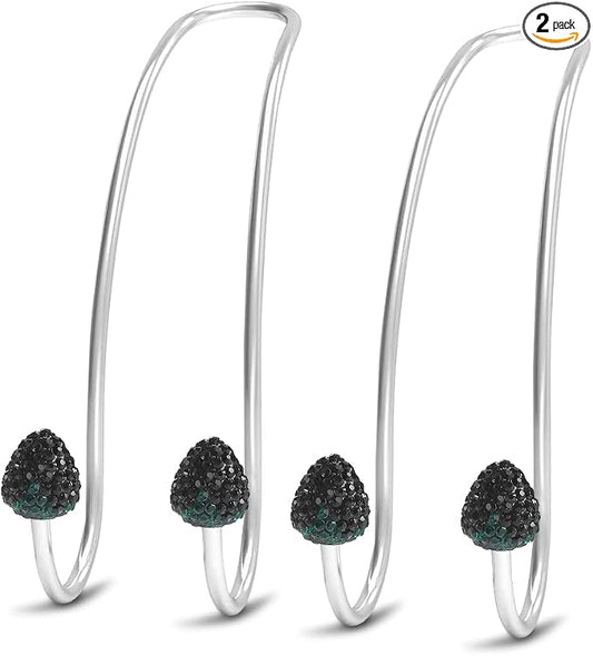 【2026 Upgraded】 Car Headrest Hooks Decorations, 2 Pcs Bling Strawberry Shape Purse Hook Hangers, Auto Hooks Car Hangers and Durable Backseat Holder, Storage Universal for SUV Truck Vehicle (Black)
