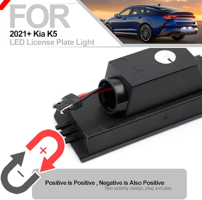 K5 Led License Plate Light for 2017 2018 2019 2020 2021 2022 2023+ Kia K5 Rio Niro Cadenza 6500K Xenon White Error Free Led Rear Tag Number Plate Lamps OEM 92501-F6000