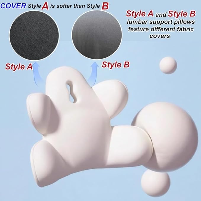 Lumbar Support Pillow for Office Chair, Back Pillow Lumbar Support for Car, Chair, Sofa - Improve Lower Back Pain Relief & Sitting Posture, Memory Foam Back Cushion for Long Sitting (B-Pink Grey)