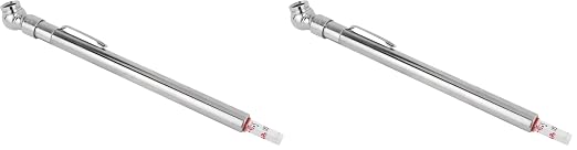 Milton S-921 Pencil Tire Pressure Gauge, Passenger Car, with Built-in Deflator Valve, Durable Plated Brass, Pressure Measured in PSI & kPa (Pack of 2)