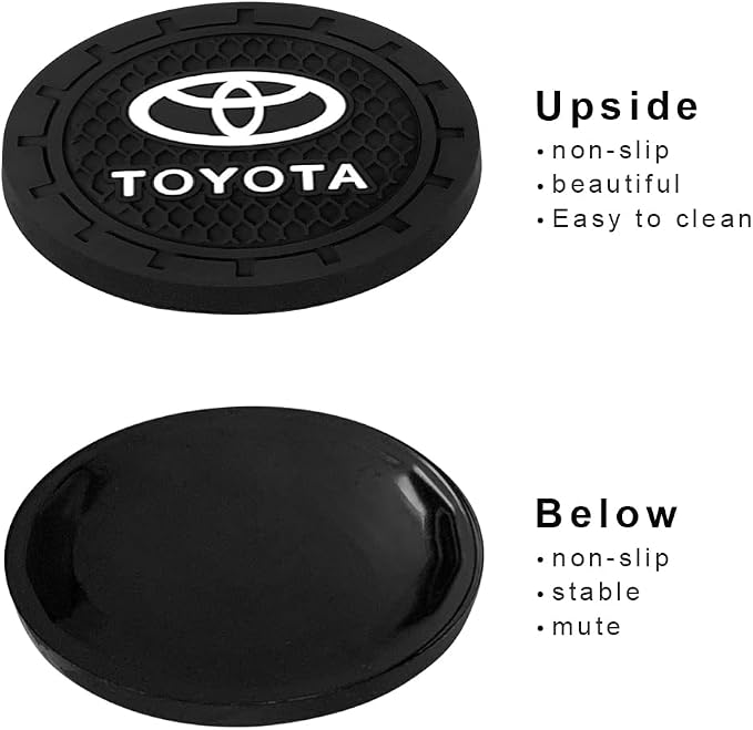 Car Cup Holder Coaster for Toyota Recessed Silicone Cupholder Coaster Interior Accessories 2.75in 2Pieces Black