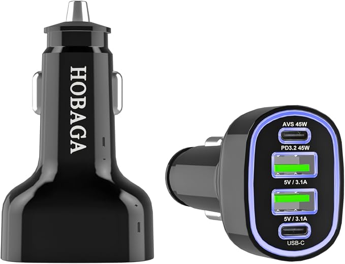 USB C Car Charger Adapter, PD 3.2 QC 5.0 Fast Charging, 4-Port Multi Car Phone Charger Compatible with iPhone 17 16 14 13 Pro Max, Galaxy S25 24 Ultra