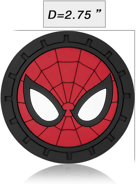 Spider Man Car Cup Holder Coasters for Marvel Fans, The Spider Man Car Coasters for Car Cup Holder Insert,Silicone Non-Slip Car Cup Mat,2.75''