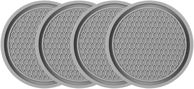 4 Pack Car Cup Holder Coaster, 2.75 Inch Diameter Non-Slip Universal Insert Coaster, Durable, Suitable for Most Car Interior, Car Accessory for Women and Men (Gray)