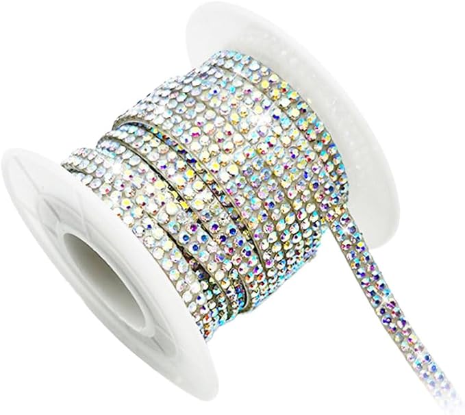 BDZMC Bling Car Self Adhesive Strip, 16.4 Ft Crystal Rhinestone Strips, Car Dashboard, Door Line Molding Decoration Stickers, Universal Automotive Exterior Accessories for Women Girls (AB Color)
