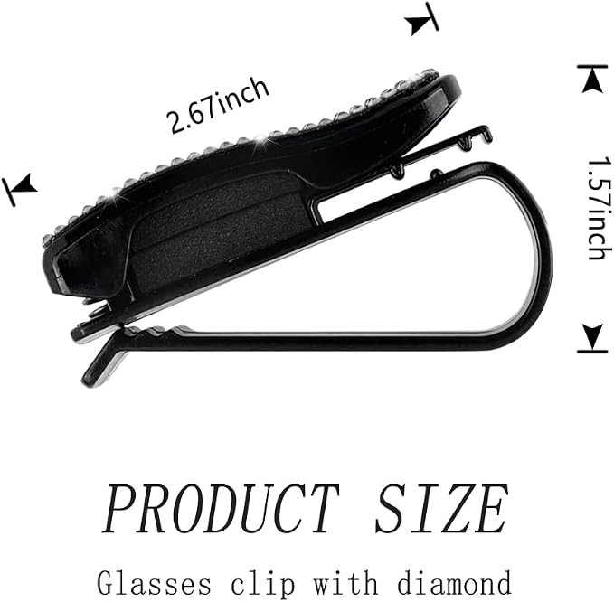 2PCS Bling Rhinestone Car Sun Visor Glasses Holders W/Anti-Scratch Sponge | Car Decoration for Women Girls,Ticket Card Clip Visor Organizer,Universal Rhinestone Auto Accessories
