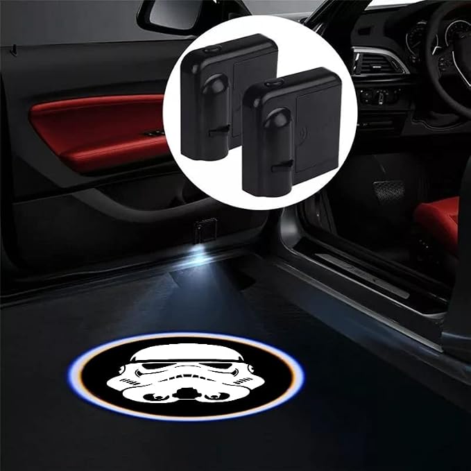 2pcs 3D Magnetic Car Door Step LED Welcome Logo Shadow Ghost Light Projector Lamp fits All Car Models (Helmet2) by DmStore