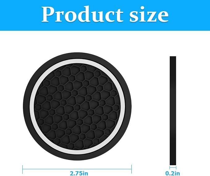 Mandark 2PCS Car Cup Holder Coasters, 2.75 Inch Non-Slip Insert Water Bottle Holder Pads, Dustproof Automotive Interior Accessories Mat, Universal for Vehicles, Trucks, RVs and More(Black/White)