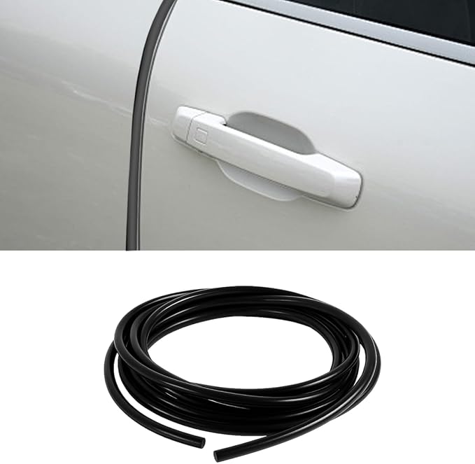 16Ft (5M) Car Door Edge Protector (Black-5M) | Self-Adhesive Scratch Resistant U Shape Door Edge Guard Decoration, Anti-Collision Car Door Trim Strip for Truck, SUV, Sedan