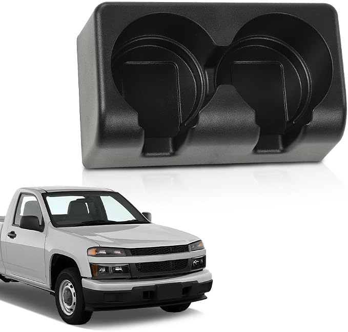 PIT66 Bench Seat Dual Cup Holder Fit Chevy Colorado GMC Canyon 2004-2012 | Center Console Insert Replacement, Double Storage Organizer, Black ABS, Fit Chevy Colorado 2004-2012/Fit GMC Canyon 2004-2012