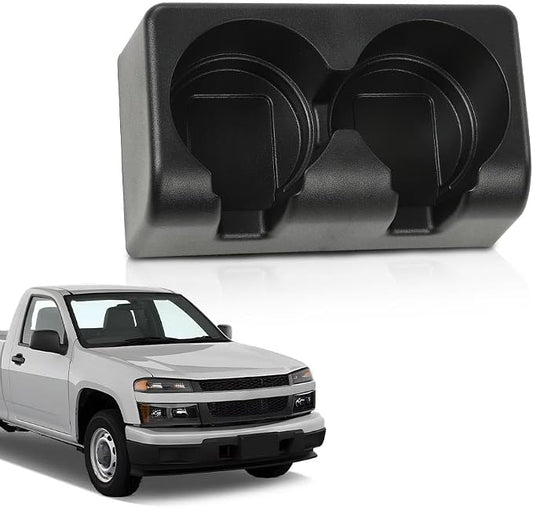 PIT66 Bench Seat Dual Cup Holder Fit Chevy Colorado GMC Canyon 2004-2012 | Center Console Insert Replacement, Double Storage Organizer, Black ABS, Fit Chevy Colorado 2004-2012/Fit GMC Canyon 2004-2012