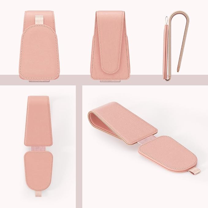 Sotfamily Sunglass Holder for Car Visor, Pink, 2 Packs | Suede Cloth, Magnetic, Organizer for Car Accessories