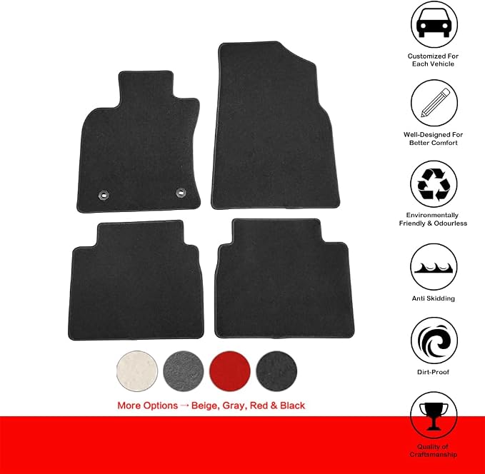 Fit 2018-2024 Toyota Camry Floor Mats IKON Style Nylon Black | IKON MOTORSPORTS, Carpet Front & Rear 4PC Set, 2019 2020