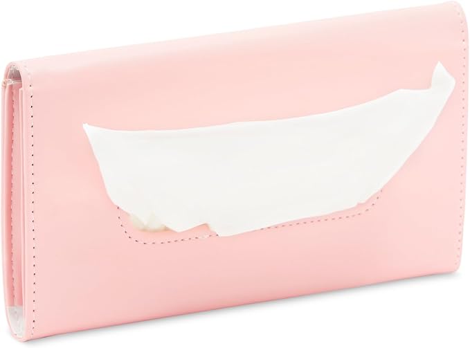 Zodaca Car Sun Visor Tissue Holder - Easy Refill & Tissue Box Fit - Compact Size & Napkin Holder Design - Stylish Pastel Pink Accent & Pink Car Accessories - Pack of 2