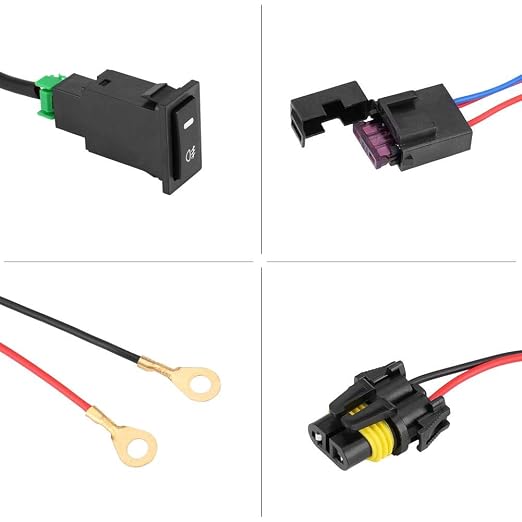 LED Light Wiring Harness Kit,12V Universal Car LED Fog Light On/Off Switch Wiring Harness Fuse Relay Kit