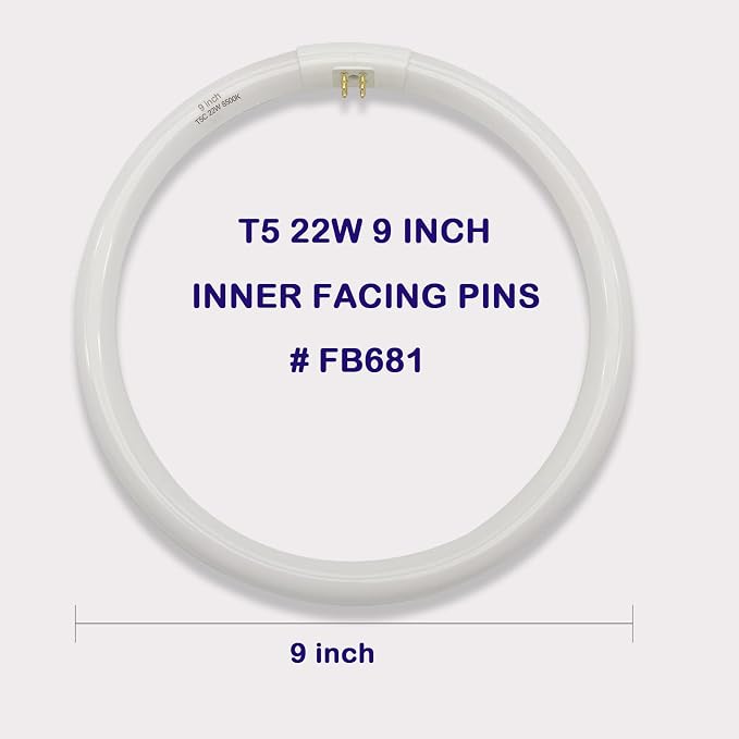 9 inch (FB681) T5 Circular Bulb Replacement for Zadro GLA, GLAW, SLWR, SLVR Makeup Mirror,22W Fluorescent Bulb,G10q 4 Pin Inward, 6500K Daylight lamp, Soft White,(9'' T5 22W)