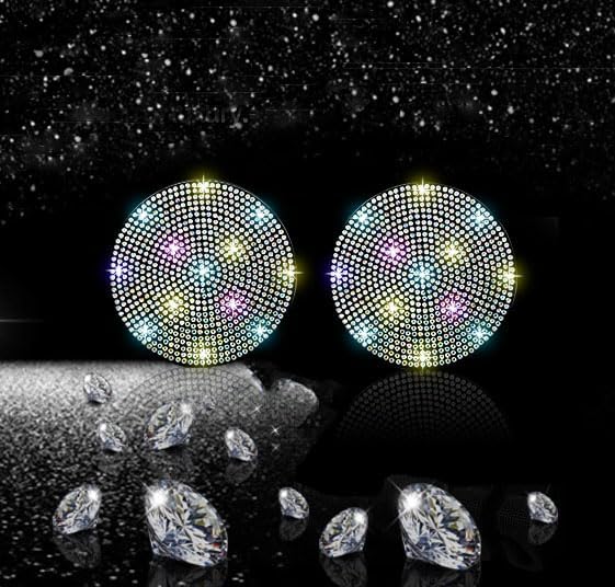 NBTEPEM 2pcs Bling Car Cup Holder Coaster, 2.75 inch Anti-Slip Shockproof Universal Fashion Car Coasters Insert Bling Crystal Rhinestone Automotive Interior Accessories for Women (2 pcs, Multicolor)