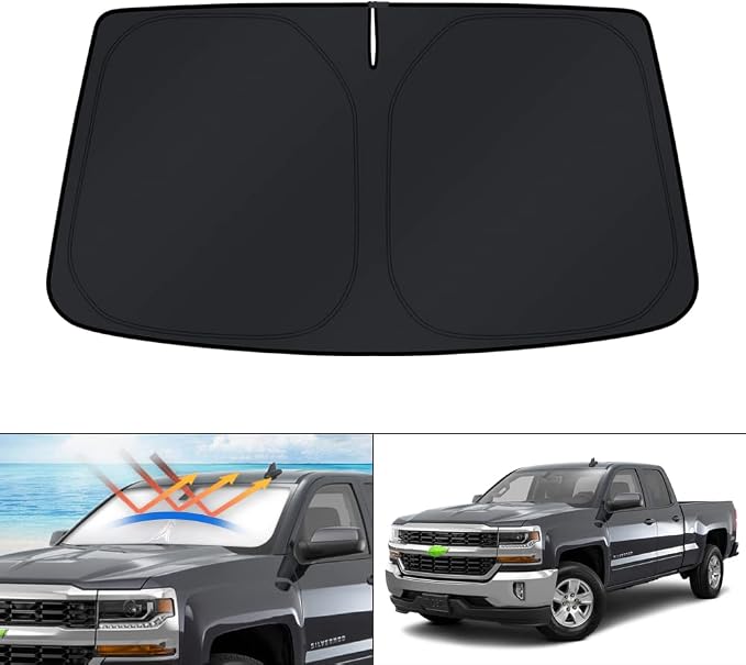 KUST Windshield Sun Shade for 1999-2006 Chevrolet Chevy Silverado/GMC Sierra 1500 2500 3500 2500HD Accessories Sunshade Window Protectors Foldable Blocks UV Rays Keep Your Car Cooler