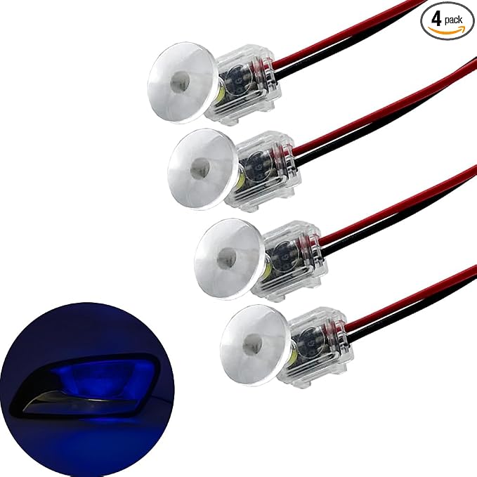 4pcs Blue Car Door Bowl Light Inner Handle Mood Lighting Decorative Interior Lamp LED Lighting Around Doors Suitable for Taxis, Cars and Ships at Night