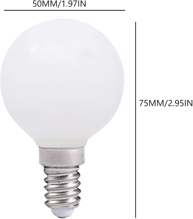 E12 3W LED Light Bulbs G50/G16.5 Globe Light Bulbs 30 Watt Equivalent Warm White 3000K E12 Candelabra Base Glass Round Vanity Light Bulbs for Mirror Makeup Bathroom, 6 Pack