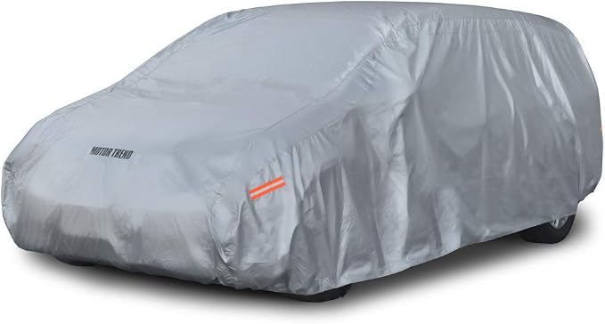 Motor Trend OV-642 TrueShield Waterproof SUV & Van Cover - Heavy Duty Outdoor Fleece-Lined Sonic Coating - Ultimate 6 Layer Protection - Cover Lock Included (XL - max Length 210")
