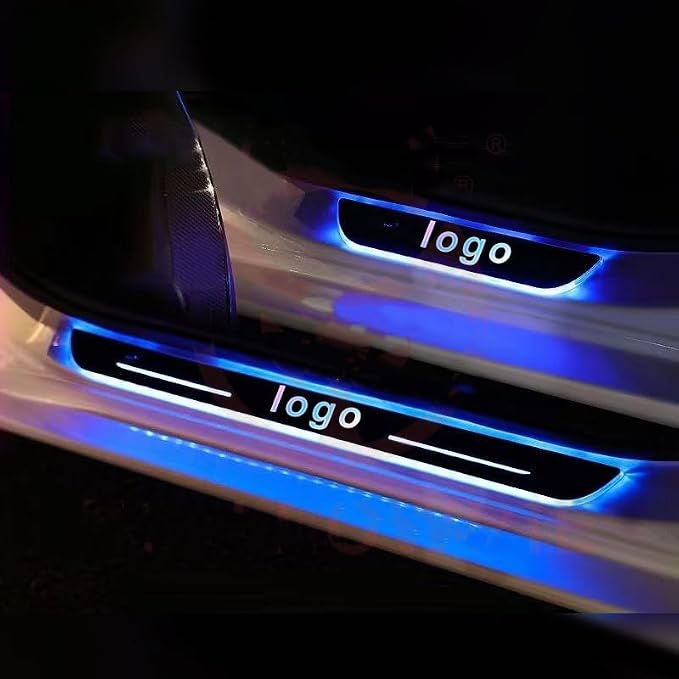 LED Door Sills Lights for Car Magnetic,Customizable Led Car Threshold Lights with Logo Text, Auto-Sensing Welcome Lights for Car,7 Colors/28 Modes,Led Car Door Lights No Installation Required