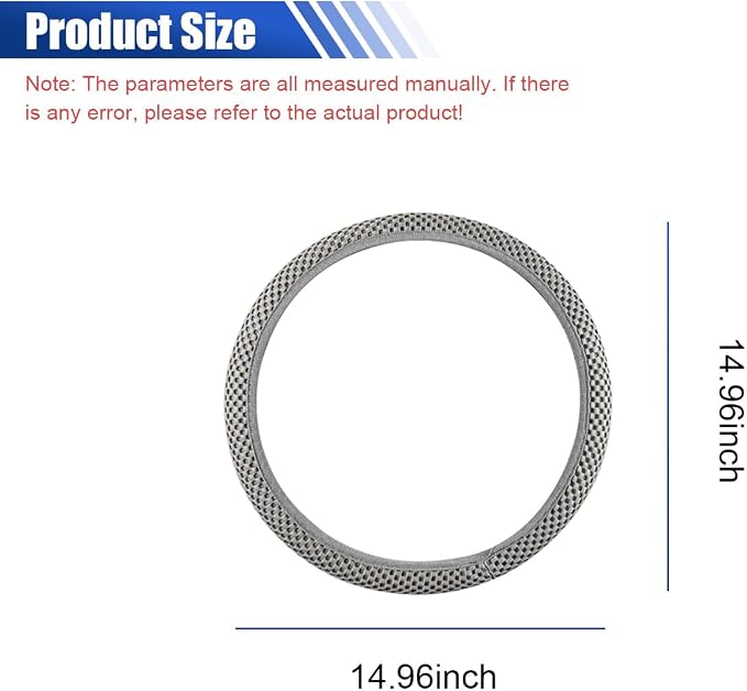 Elastic Stretch Steering Wheel Cover, for Men Women (Gray) | 15" Breathable Microfiber Ice Silk Steering Wheel Protector, Universal Anti-Slip Warm in Winter&Cool in Summer Car Accessory