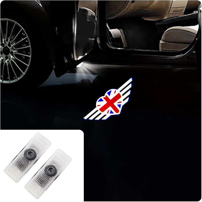2 pcs LED Car Door Logo Lights Courtesy Projector Laser Puddle lamp Ghost Shadow Light Accessories Compatible with r55/r56/r57/r58/r59/r60/r51/f54/f56/f55/f60 (05)