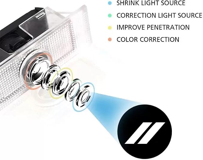 2pcs Never Fade Door Light Led Logo for Dodge Charger Daytona Hellcat All Car Models Projector Ghost Shadow Puddle Courtesy Step Lights (White)