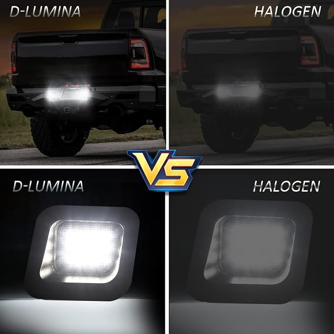 D-Lumina LED License Plate Lights with Clip Retainer Compatible with 2003-2018 Dodge Ram 1500 2500 3500 Pickup Truck, Smoked Lens Tag Light Powered by 18-SMD 6000K White with Load Resistors, Pack of 2