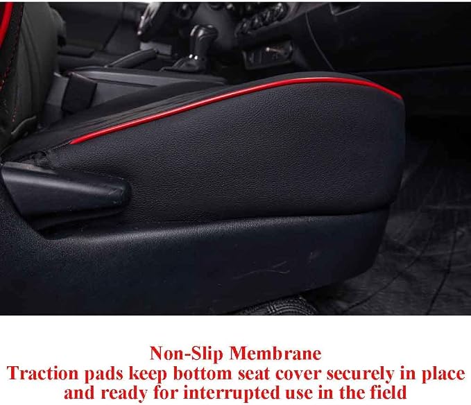 EKR Tacoma Seat Covers Custom Fit for Toyota Tacoma 2016 2017 2018 2019 2020 2021 2022 2023 Double Cab/Crew Cab -Truck Seat Covers for Car Full Set,Faux Leather(Black with Red Trim)