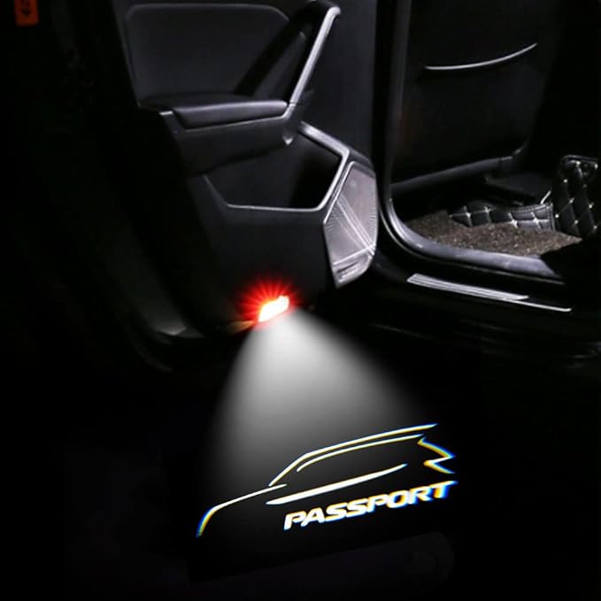 2 Pcs Passport Car LED Projector Door Shadow Light Welcome Light Laser Emblem Logo Lamps Kit Puddle Lights LED Courtesy Step Lights Ground Lamp HD Kit Replacement for Passport 2019-2021
