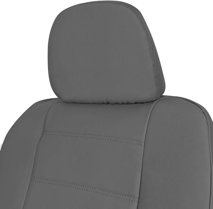 carXS Gray Leather Car Seat Covers Front Seats Only, 4-Piece Faux Leather Seat Covers for Cars, Includes Front Seat Covers, Automotive Seat Covers for Trucks SUV