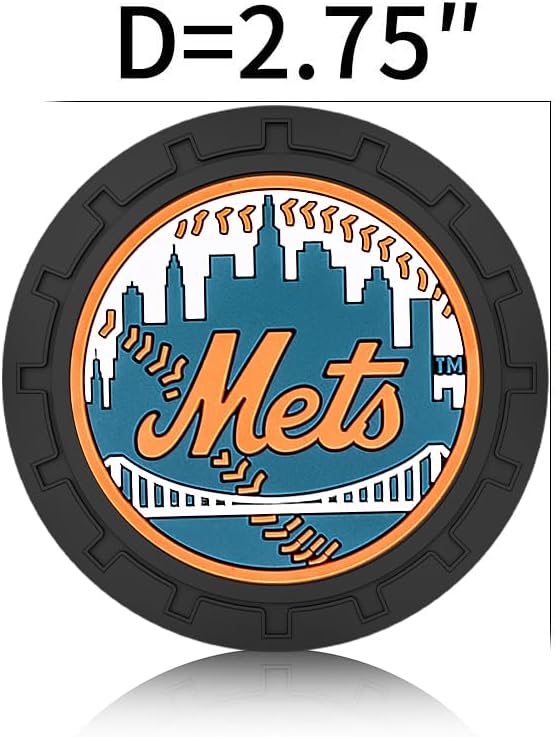 Baseball Fans Car Cup Holder Coasters for New York Mets Fans, 2 Pack Mets Silicone Non-Slip Cup Mats, 2.75" Car Cup Holder Inserts for Auto Interior