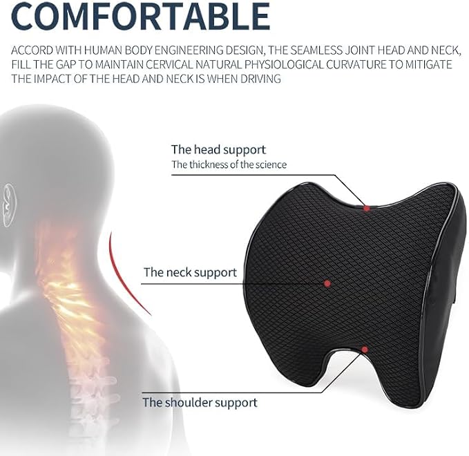 Car Neck Support Pillow Relieving Neck Fatigue Ergonomic Design | Neck Pillow for 100% Soft Memory Foam
