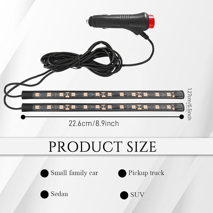 Car LED Strip Light, Car Interior Light, 12V 24 LED Under Dash Atmosphere Lights with Cigarette Lighter Port, Auto Atmosphere Under Dash Lighting for Vehicles (Pink Purple, Cigarette Lighter)