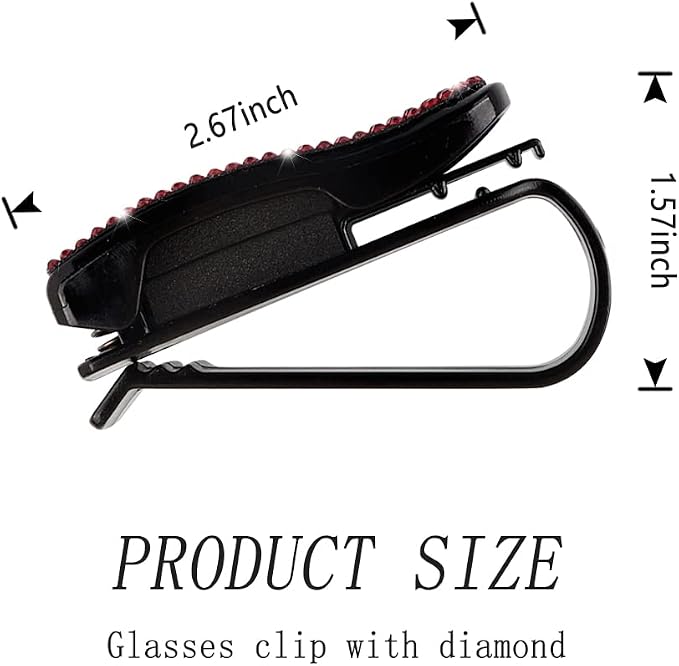 2PCS Bling Rhinestone Car Sun Visor Glasses Holders W/Anti-Scratch Sponge | Car Decoration for Women Girls,Ticket Card Clip Visor Organizer,Universal Rhinestone Auto Accessories