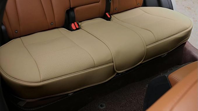 EDEALYN® 1 Pack Scalable (124-140cm) Back Seat Cover Car Seat Cover Seat Protector Rear Seat Bottom Cover Fits 90% of car - for Seat Bottom Only (Tan - Rear seat)