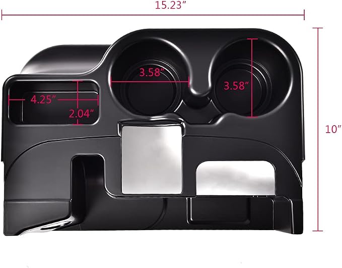 PIT66 Center Console Cup Holder, Compatible with 2003-2012 Dodge Ram 1500 2500 3500 Matte Black 6L3Z-18264A01-B