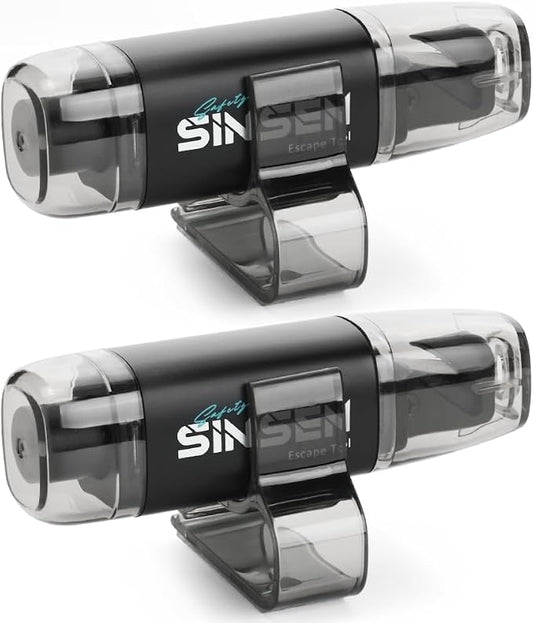 SINSEN Car Window Breaker Seat Belt Cutter Tool, Emergency Safety Hammer Tool to Break Glass, Portable Escape Kit, 2 Pack(Black)