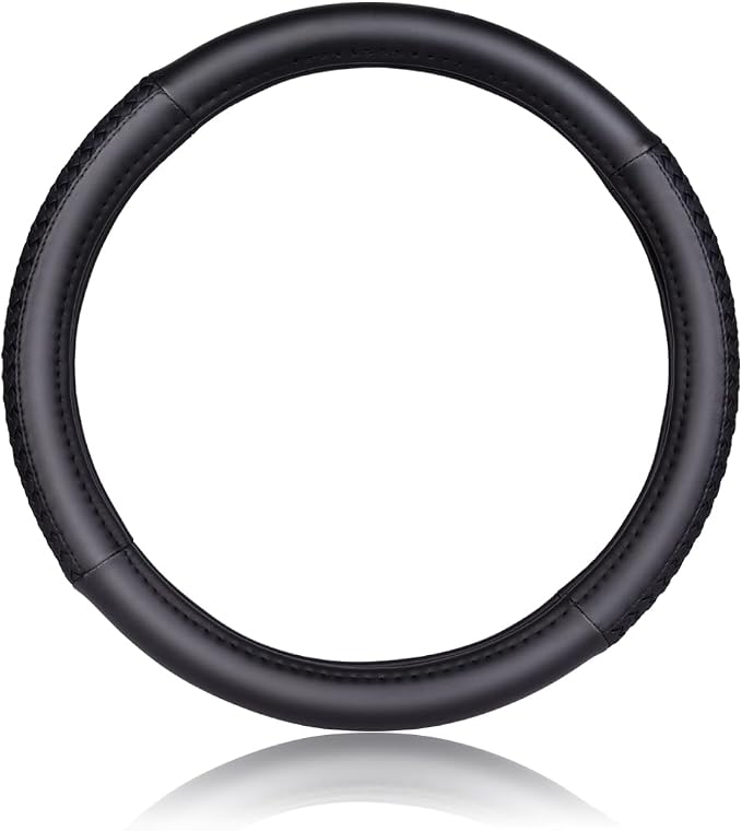 Flying Banner car Steering Wheel Cover Faux Leather Massage Universal fit 3D Honeycomb Hole Anti-Slip Sporty 15 Inches (Sliod Black Woven)