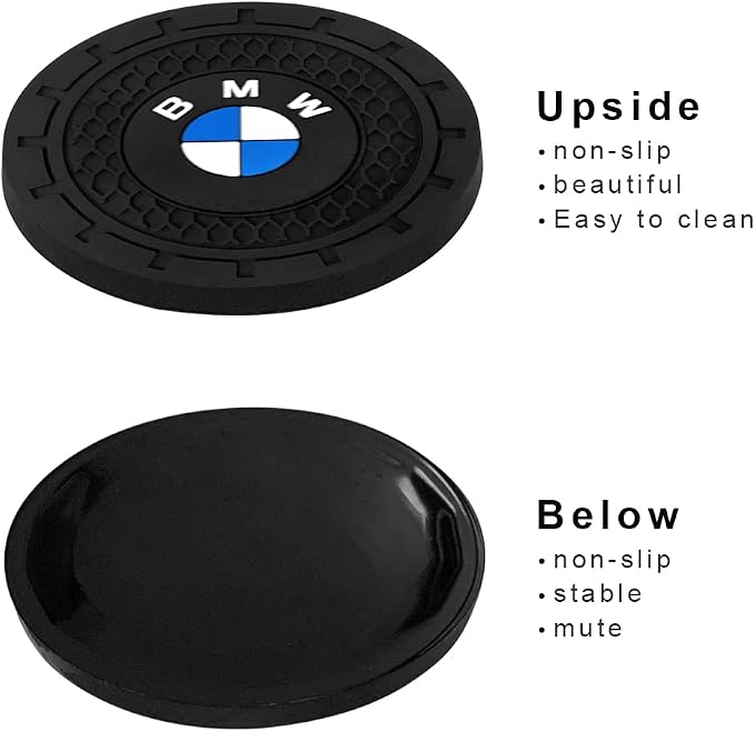 Car Cup Holder Coaster for BMW X1 X3 M3 M5 X5 X6 Z4 3 5 7 Series | Silicone, 2.76 Inch, 2 Pieces, Interior Accessories