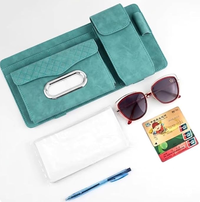 Multifunctional Car Visor Organizer (Suede leather - Blue)