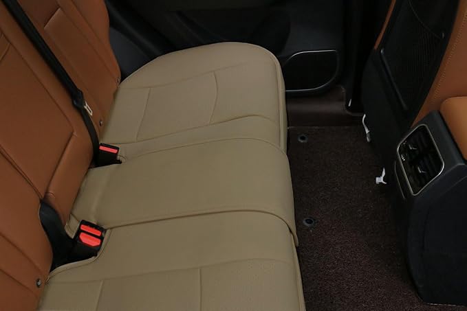 EDEALYN® 1 Pack Scalable (124-140cm) Back Seat Cover Car Seat Cover Seat Protector Rear Seat Bottom Cover Fits 90% of car - for Seat Bottom Only (Tan - Rear seat)