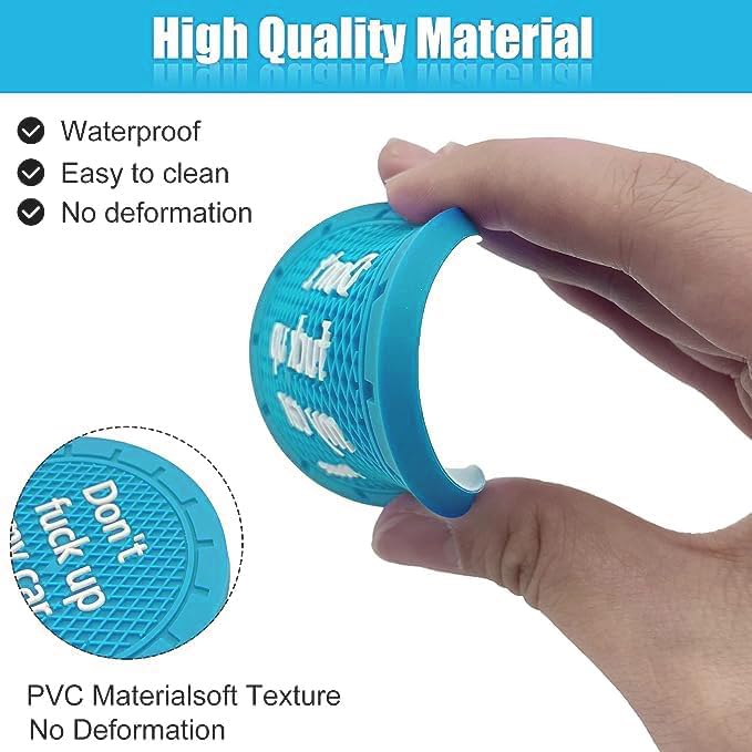 Cup Holder Coaster, Non-Slip Embedded Decorative Funny Car Accessory - Don't Fuck up My Car Please, Suitable for Most Interior Accessories for Women Men (Light Blue)