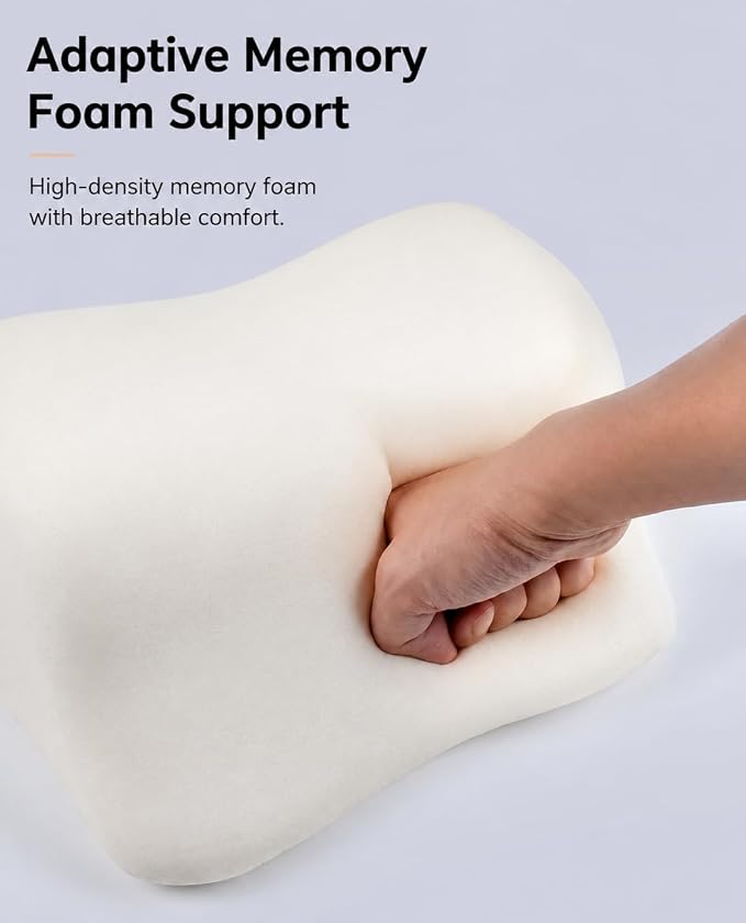 Car Neck Pillow for Driving- Breathable Full Mesh Memory Foam Headrest Cushion -Ergonomic Cervical Support for Long Drives - Black