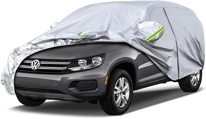 Koukou SUV Car Cover Custom Fit VW Tiguan from 2007 to 2020, Waterproof All Weather for Automobiles, Sun Rain Dust Snow Protection.