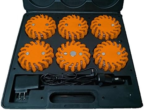 RPF16LM6 CASE OF 6 AMBER RECHARGEABLE 9-FUNCTIONS PORTABLE 16 LED POWER FLARE POWER-MARKERS ROADSIDE EMERGENCY MAGNETIC