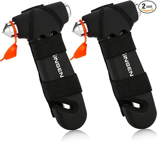 SINSEN Window Breaker Seatbelt Cutter, Car Glass Breaker Tool, Safety Hammer Emergency Escape Kit, 3-in-1, Matte Black